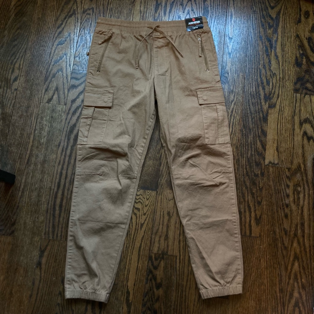 Kids Casual Cargo Pants - Tan